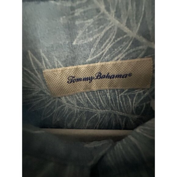 NEW Tommy Bahama Shirt Sz Large- Blue Blanca Vines Embroidered Floral All Cotton - Picture 2 of 10